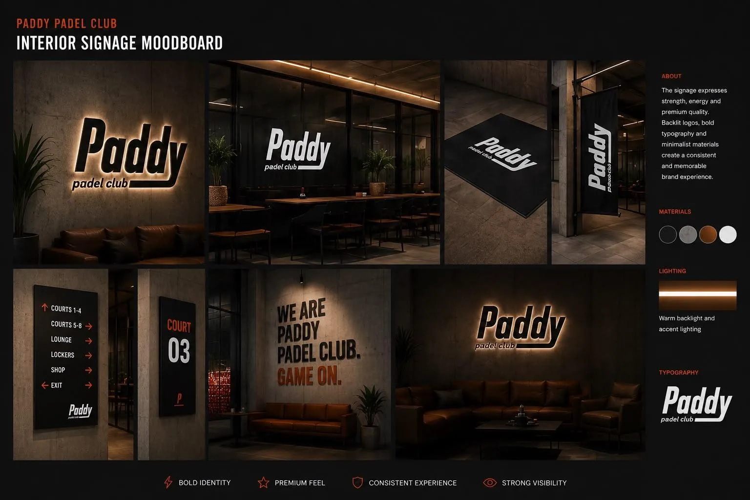 Визуальная концепция интерьера Paddy с фирменной вывеской
